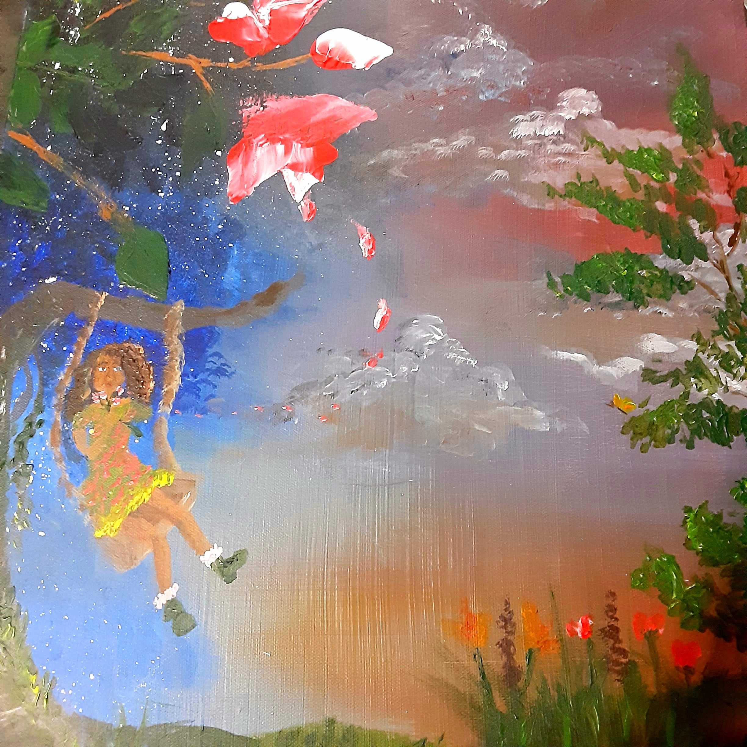 Flower Land Acrylic Painting on canvas ( Original )