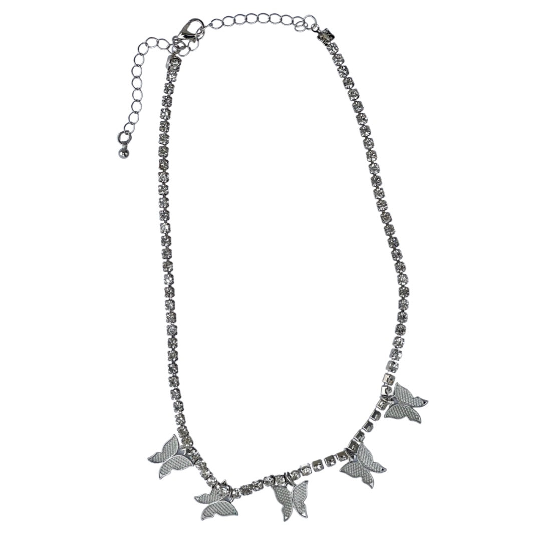 Butterfly diamond choker necklace